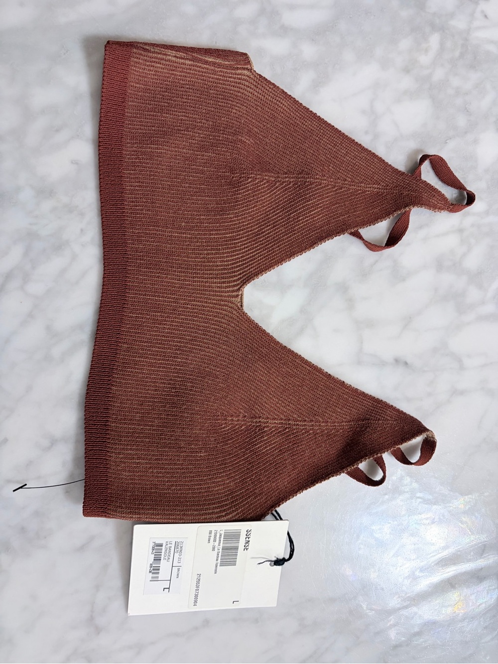 Jacquemus Ribbed Triangle Bralette in Rust Brown